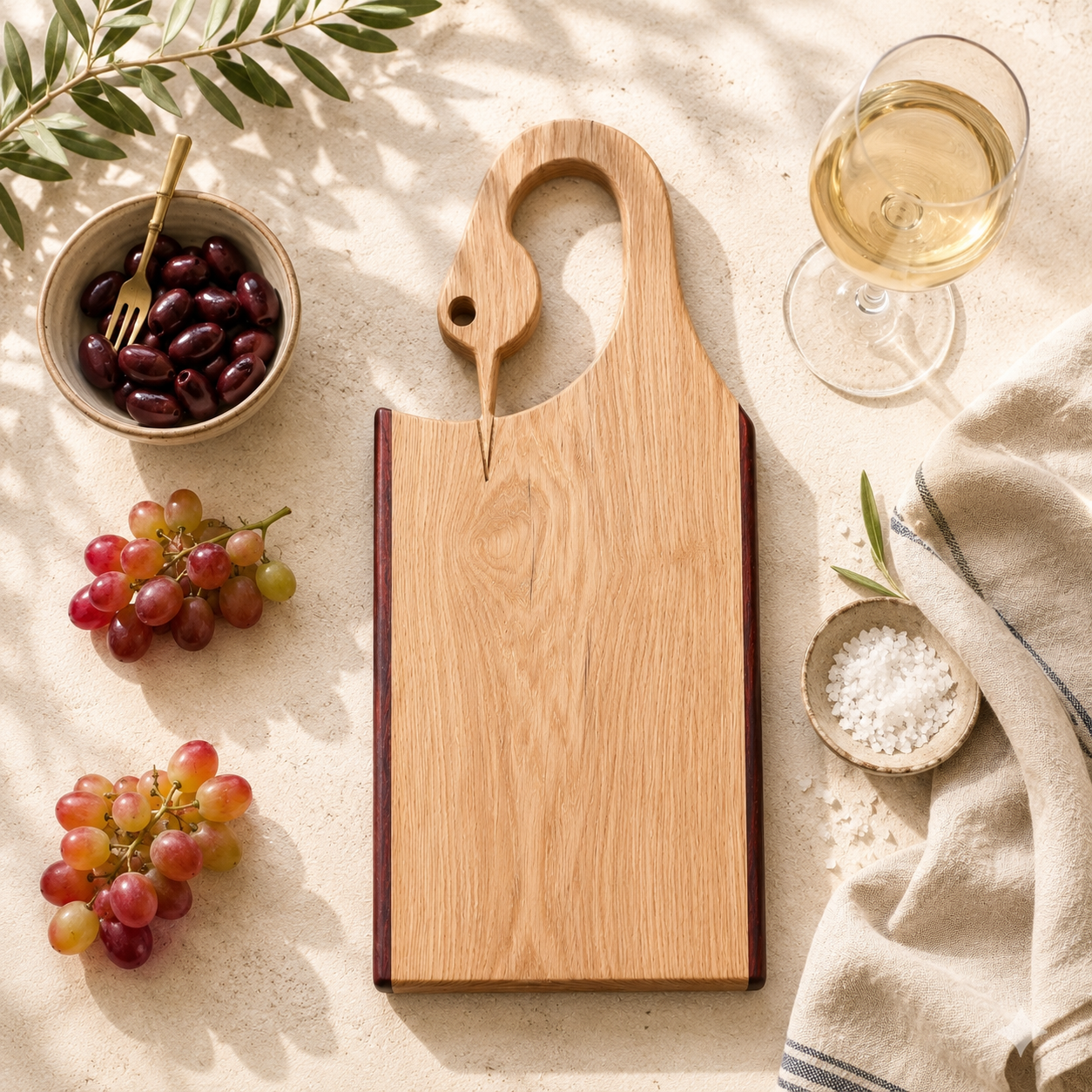 Handcrafted Hickory & African Padauk Loon Charcuterie & Serving Board