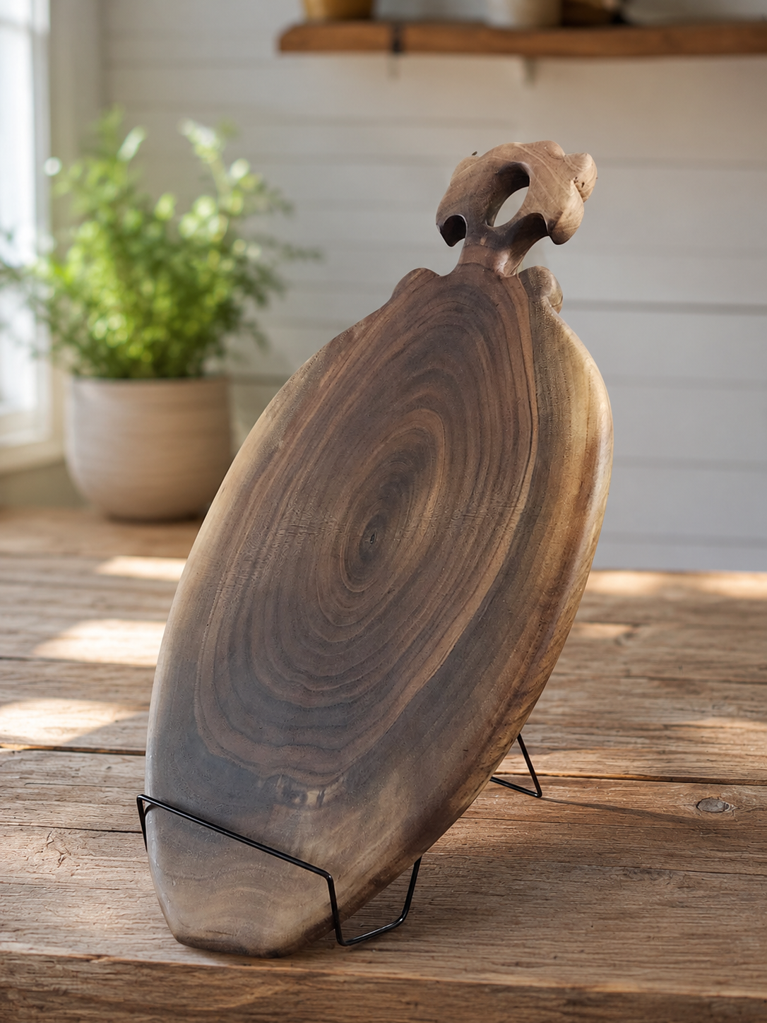 Handcrafted Black Walnut Tree Cookie Partial Live-Edge Charcuterie & Serving Board