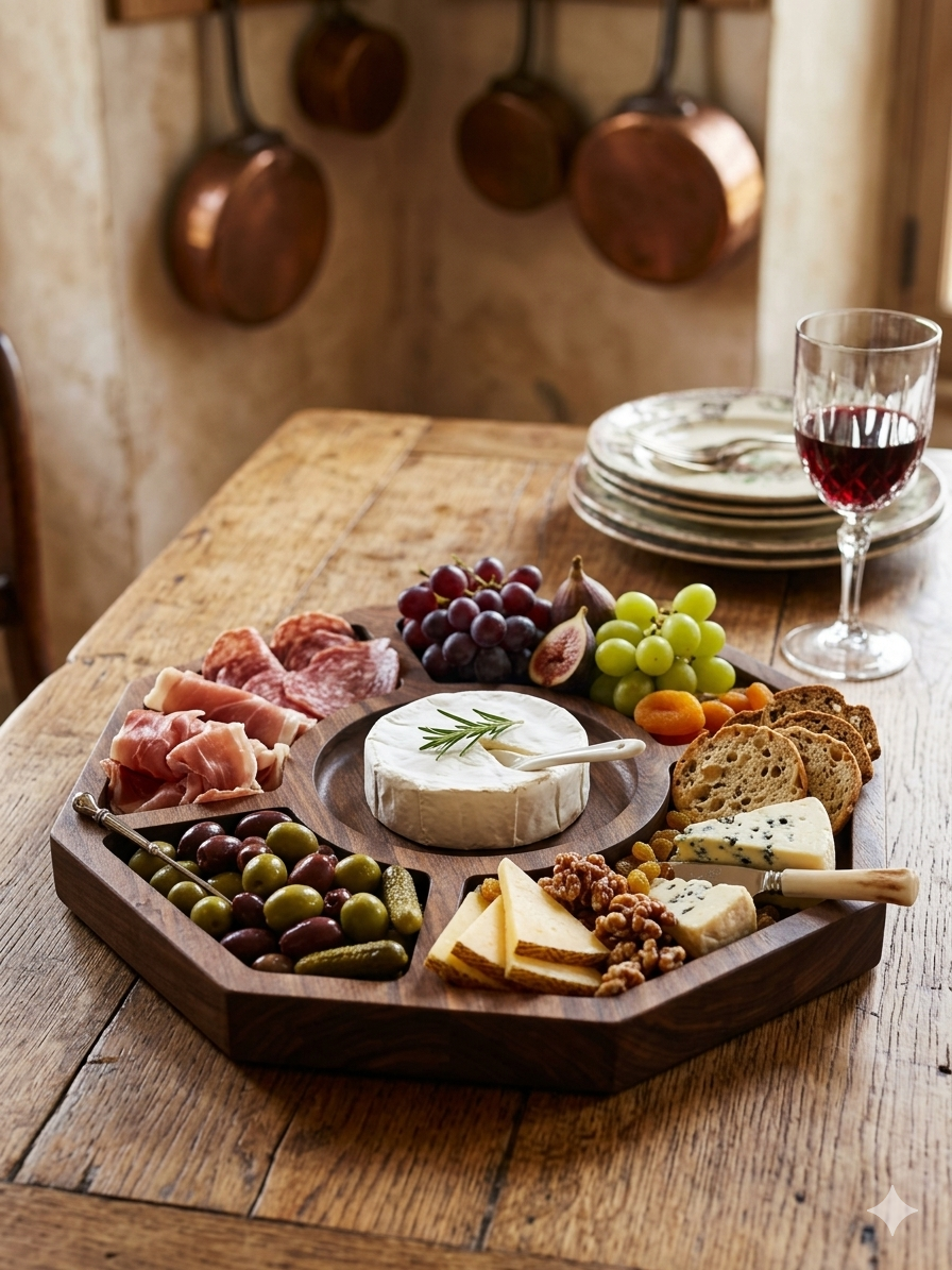 Handcrafted Black Walnut Geometric Charcuterie & Serving Tray
