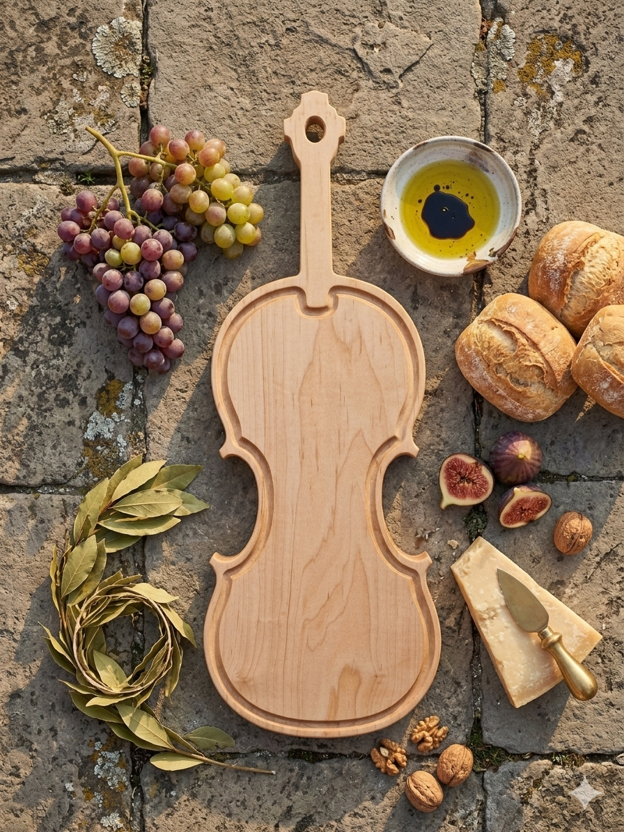 Handcrafted Hard Maple "Violin in White" Charcuterie & Serving Board