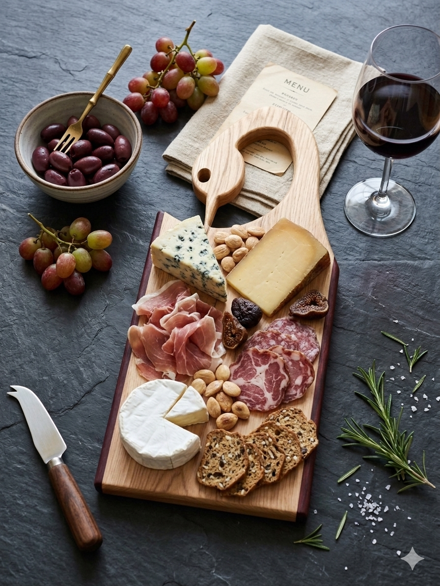 Handcrafted Hickory & African Padauk Loon Charcuterie & Serving Board