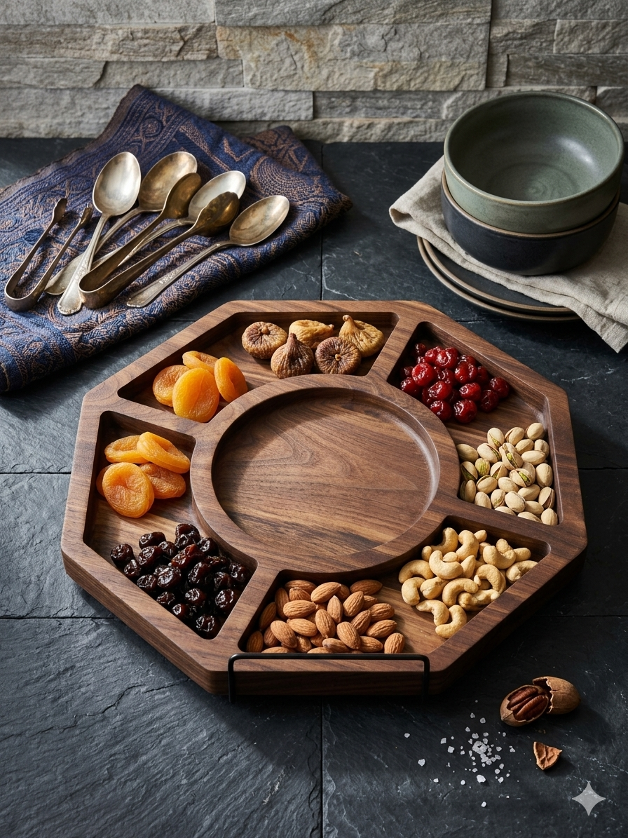Handcrafted Black Walnut Geometric Charcuterie & Serving Tray